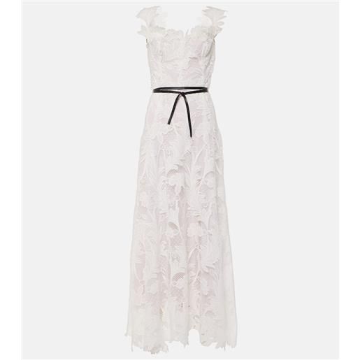 Oscar de la Renta abito lungo marbled carnation guipure in pizzo