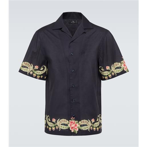 Etro camicia bowling in cotone con stampa