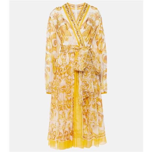Dolce&Gabbana abito midi majolica in chiffon di seta