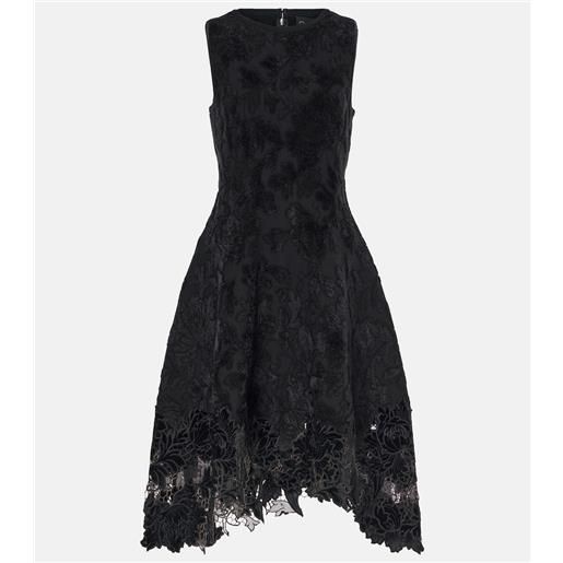 Oscar de la Renta abito lungo in jacquard di velluto e pizzo