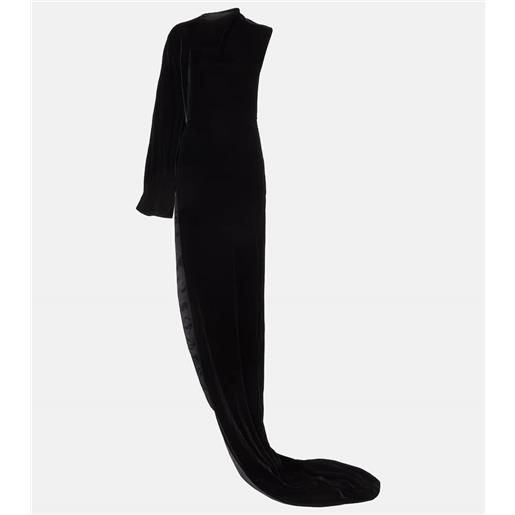 Alaia alaïa abito lungo monospalla in velluto