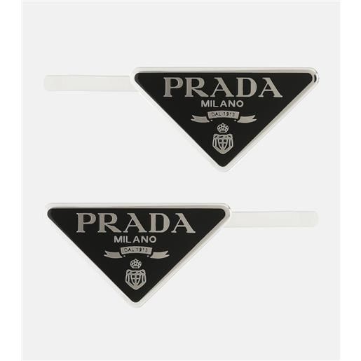 Prada set di 2 fermacapelli con logo