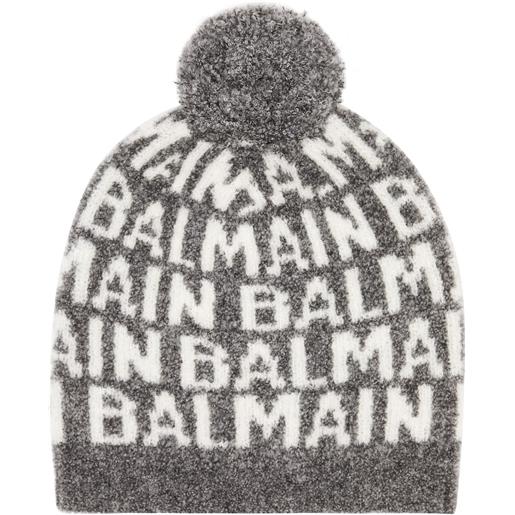 Balmain Kids berretto in misto lana con logo e pompon