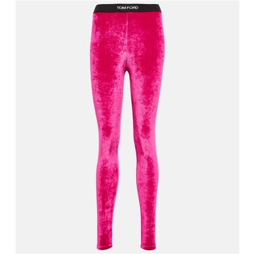 Tom Ford leggings in velluto con logo