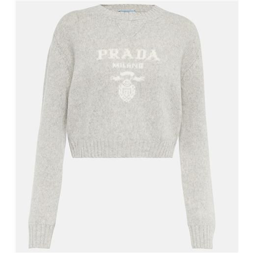 Prada pullover cropped in lana vergine e cashmere