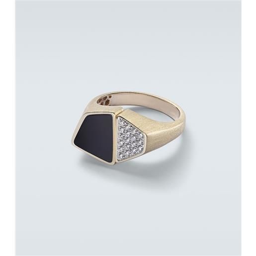 Rainbow K anello esteve in oro 9kt con diamanti e onice