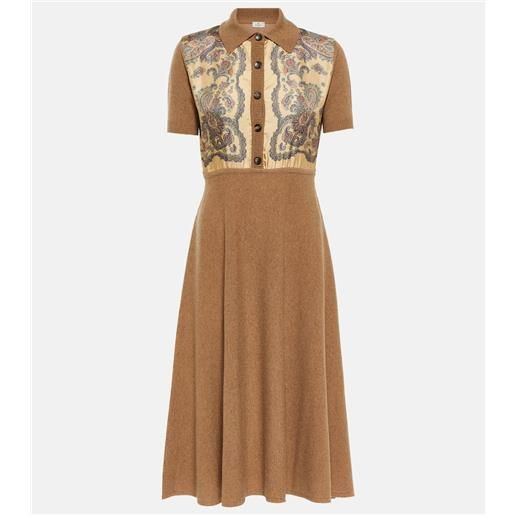Etro abito midi in cashmere, lana e seta