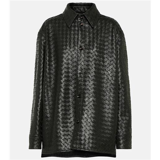 Bottega Veneta camicia oversize in pelle intrecciato