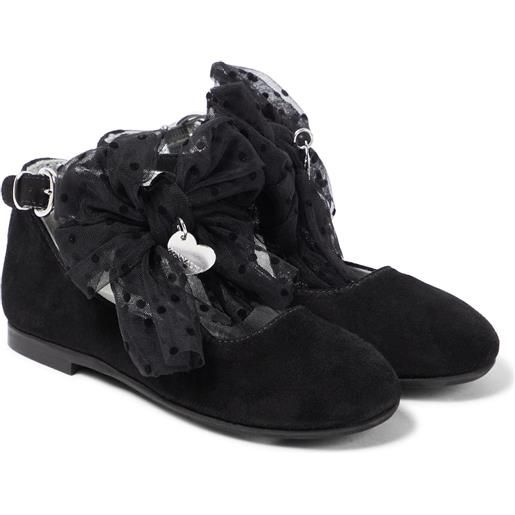 Monnalisa ballerine in suede con fiocco