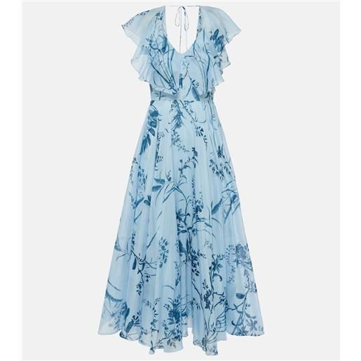 Erdem abito midi in cotone e seta con stampa