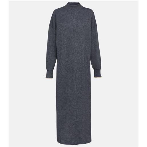 Brunello Cucinelli abito midi in cotone e alpaca a coste