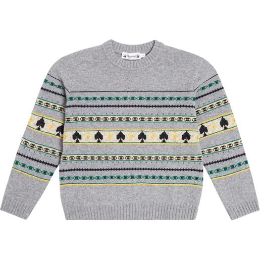 Bonpoint pullover branco in jacquard di lana