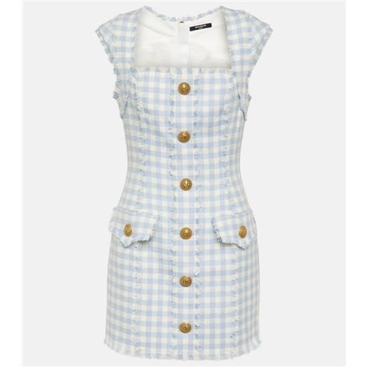 Balmain miniabito in tweed a quadri