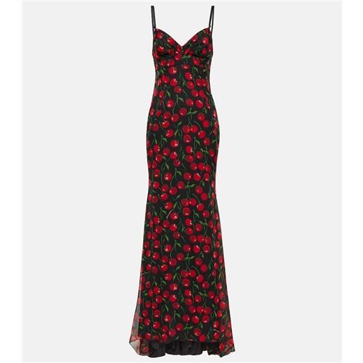 Dolce&Gabbana abito lungo in chiffon di seta con stampa