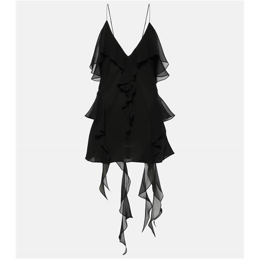 Khaite top piet in chiffon di seta con ruches