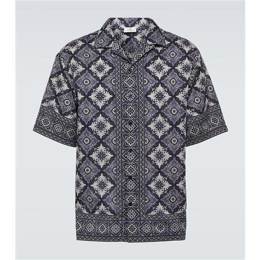 Etro camicia bowling in cotone con stampa