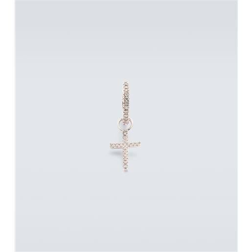 Mateo orecchino singolo a cerchio in oro bianco 14kt con diamanti