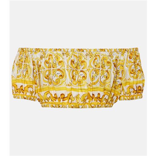 Dolce&Gabbana top cropped majolica con scollo bardot