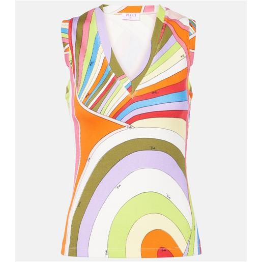 Pucci top iride in maglia di cotone a coste