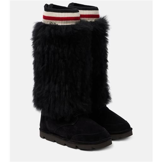 Brunello Cucinelli stivali mountain in suede con shearling