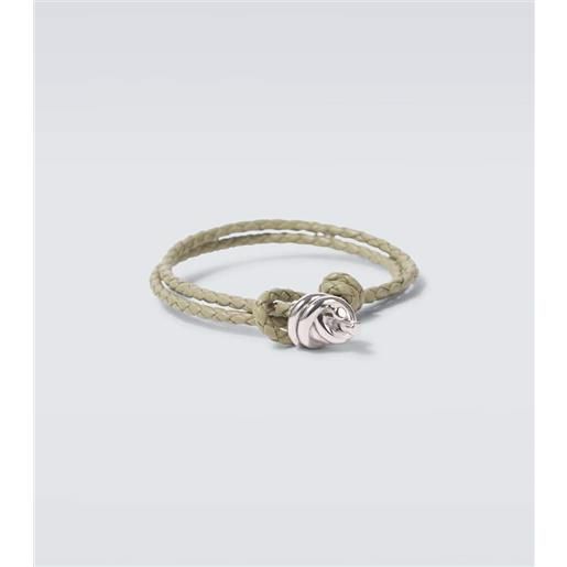 Bottega Veneta bracciale in argento sterling con pelle