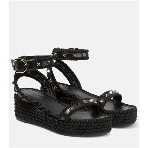 Valentino Garavani espadrillas con zeppa rockstud in pelle