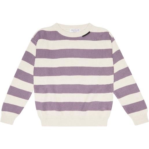 Brunello Cucinelli Kids pullover in cotone a righe
