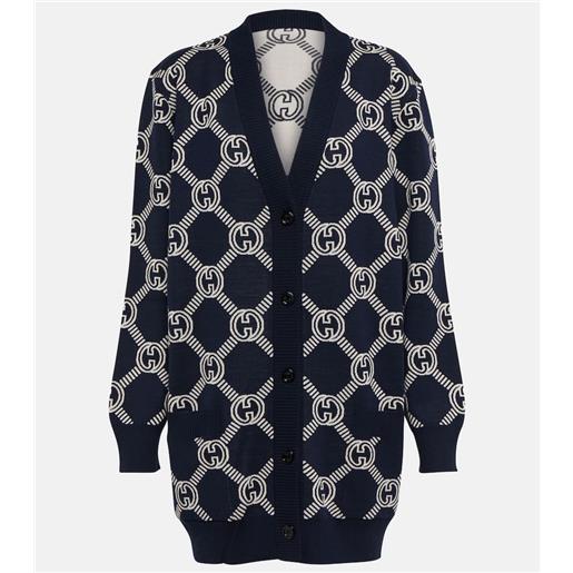 Gucci cardigan gg reversibile in misto lana