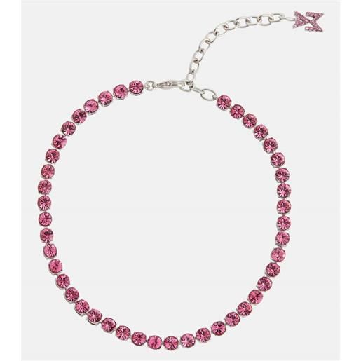 Amina Muaddi cavigliera tennis in argento con cristalli