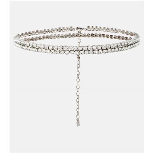 Amina Muaddi cintura a catena con cristalli