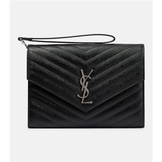 Saint Laurent clutch portafoglio cassandre in pelle