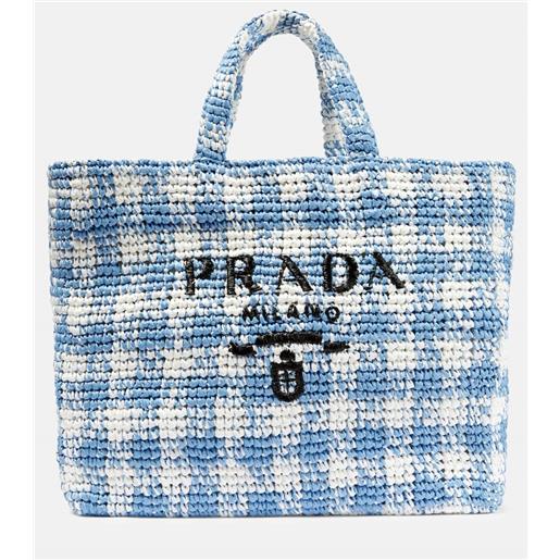 Prada shopper effetto rafia con logo
