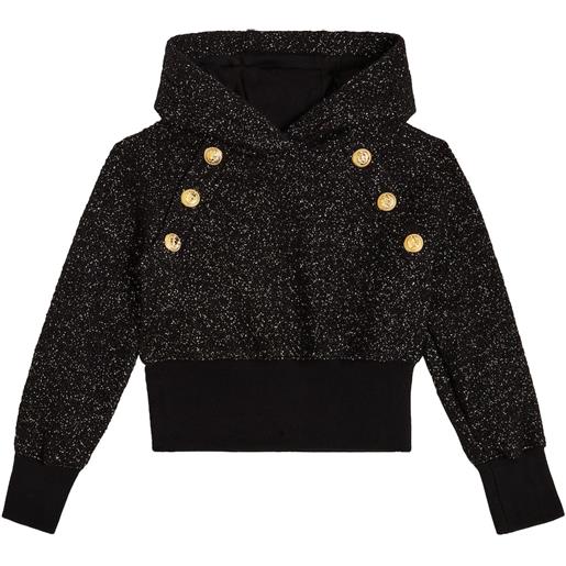 Balmain Kids felpa in misto lana con cappuccio