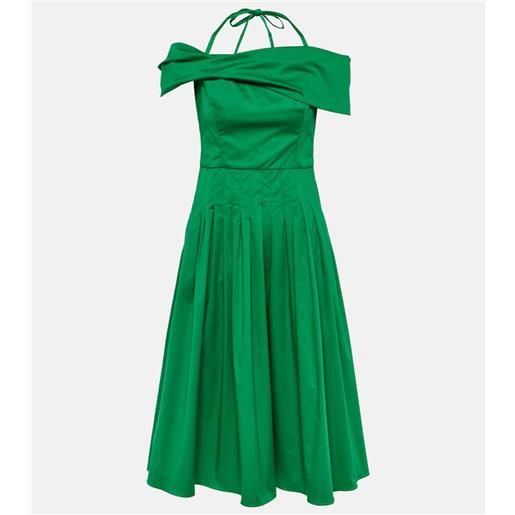 Oscar de la Renta abito midi in seta con scollo bardot