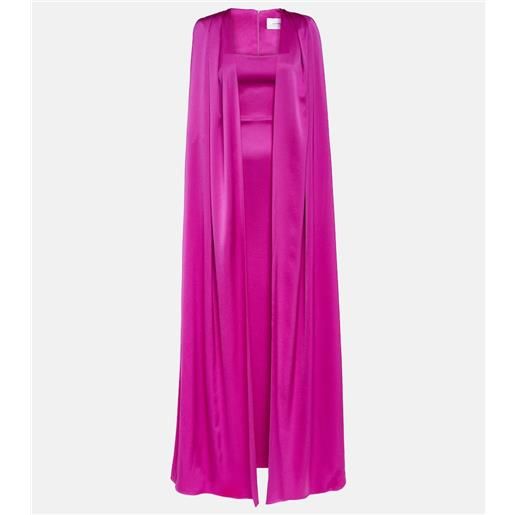 Alex Perry abito lungo in raso con mantella