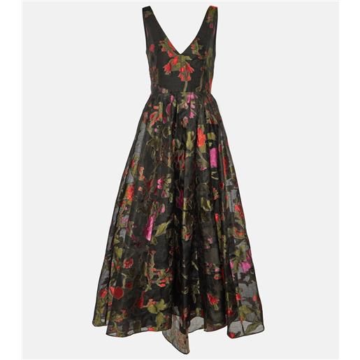 Erdem abito midi in organza con stampa