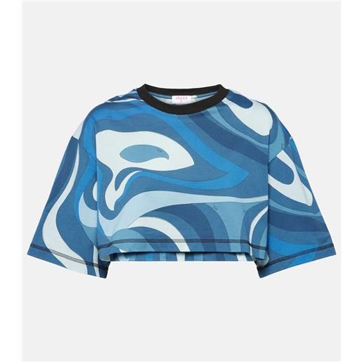 Pucci top cropped marmo in jersey di cotone