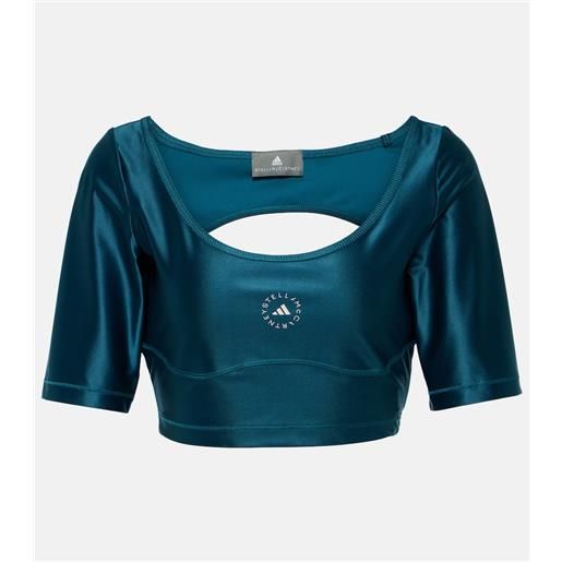 Adidas by Stella McCartney top cropped in tessuto tecnico con logo