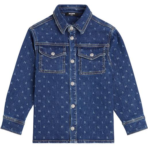 Balmain Kids camicia di jeans con logo