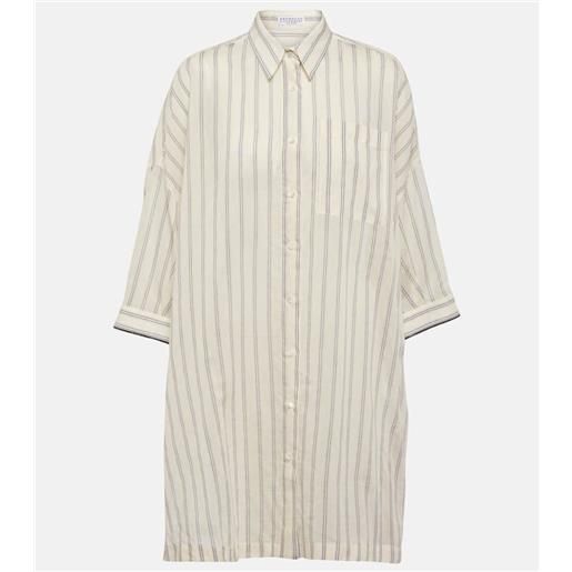 Brunello Cucinelli camicia in seta e cotone a righe