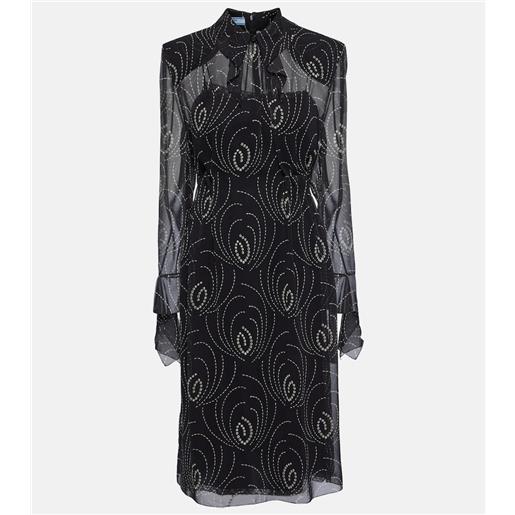 Prada abito midi in georgette con stampa