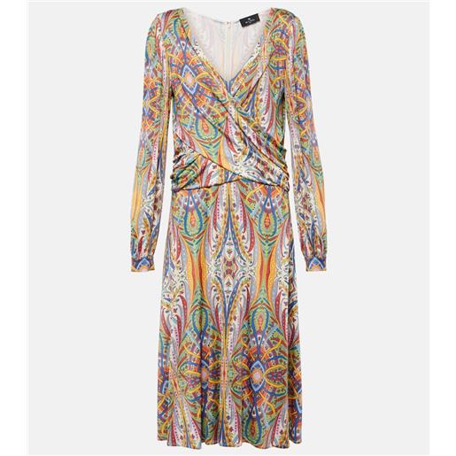 Etro abito midi in jersey con stampa