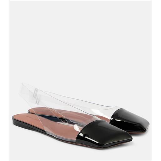 Amina Muaddi ballerine slingback ane glass in vernice e pvc