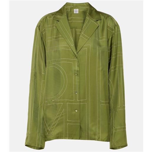 Toteme camicia pigiama monogram in twill di seta