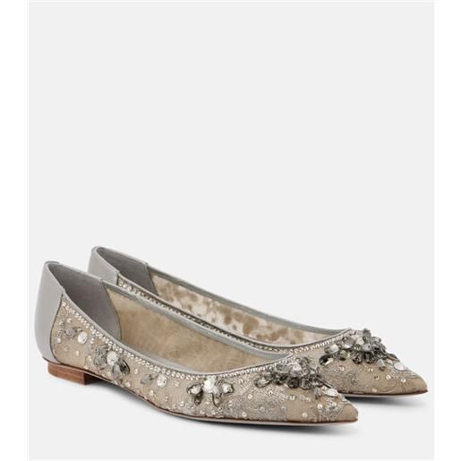 Rene Caovilla ballerine con pelle e cristalli