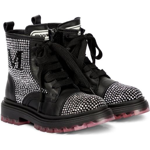 Monnalisa anfibi in pelle con cristalli