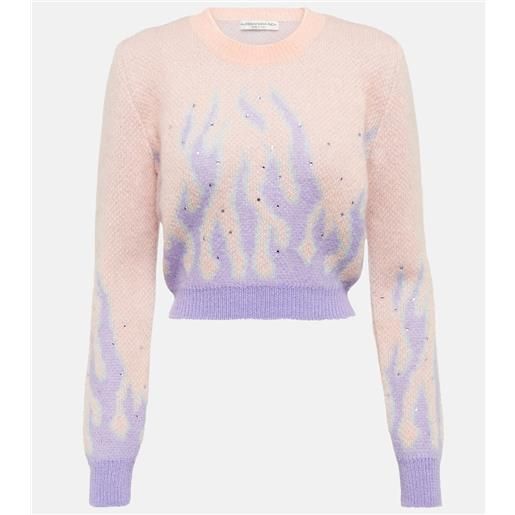 Alessandra Rich pullover cropped in misto mohair
