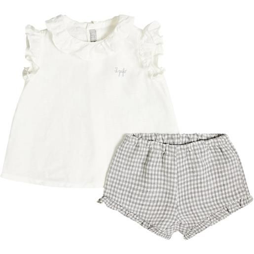 Il Gufo baby - top e shorts in lino con volant