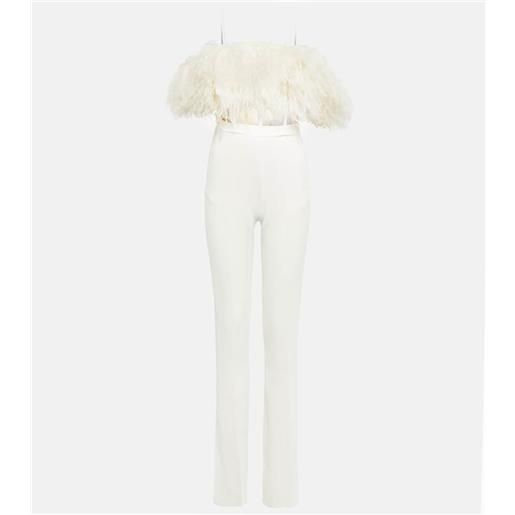 David Koma jumpsuit in cady con piume