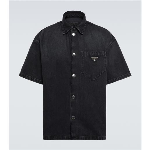 Prada camicia di jeans con logo